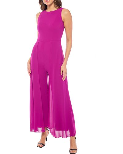 Marina Chiffon Overlay Sleeveless Jumpsuit - Pink