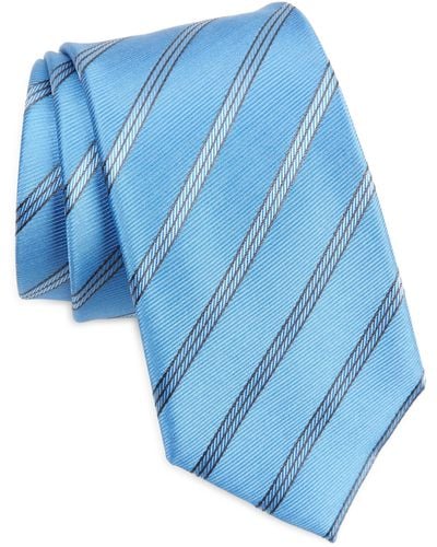Duchamp Stripe Silk Tie - Blue