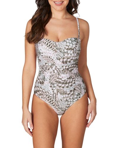 Nip Tuck Swim Feathered Fantasy Colette One-piece Swimsuit - White