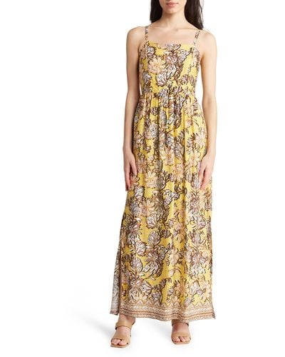 Socialite Tiana Floral Print Maxi Dress - Metallic