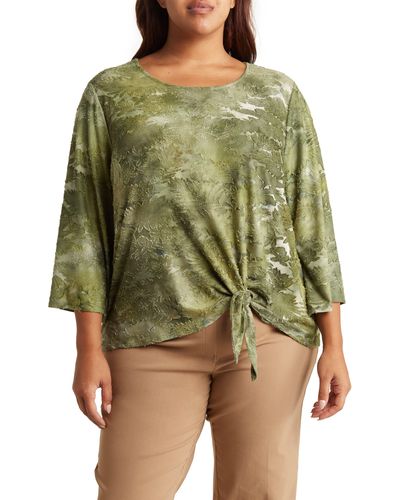 Ruby Rd. Tropical Textured Knit Top - Green