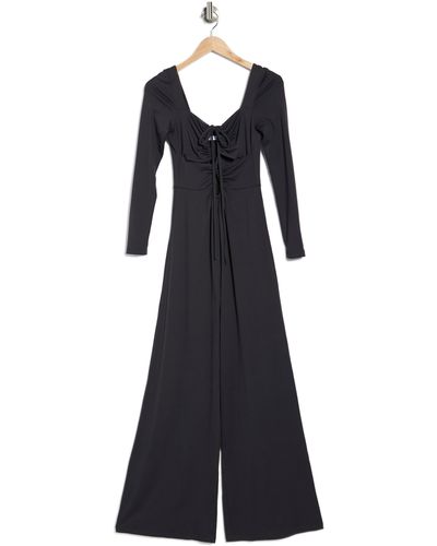 Susana Monaco Crisscross Front Long Sleeve Jumpsuit In Charcoal At Nordstrom Rack - Gray
