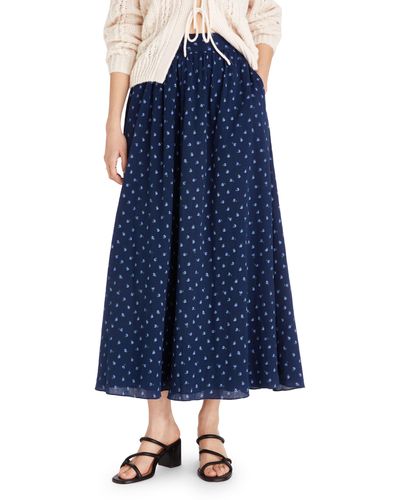 Madewell Floral Print Cotton Maxi Skirt - Blue