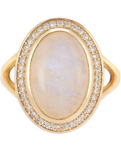 Adornia Fine Halo Moonstone Ring - White