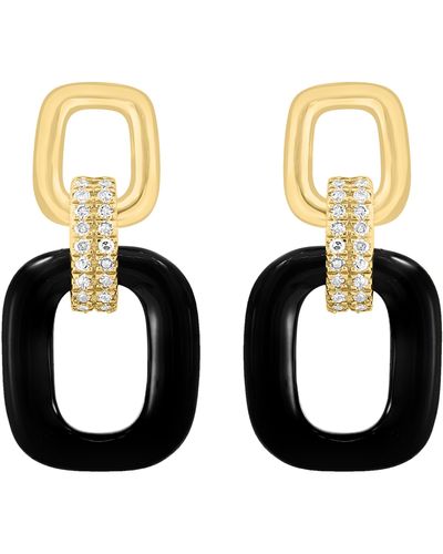Effy Onyx & Diamond Link Drop Earrings - White