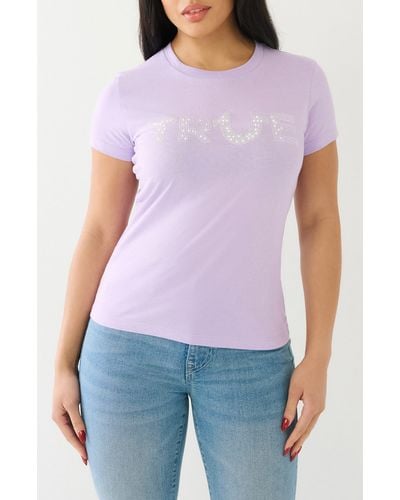 True Religion Studded Logo Graphic T-shirt - Purple