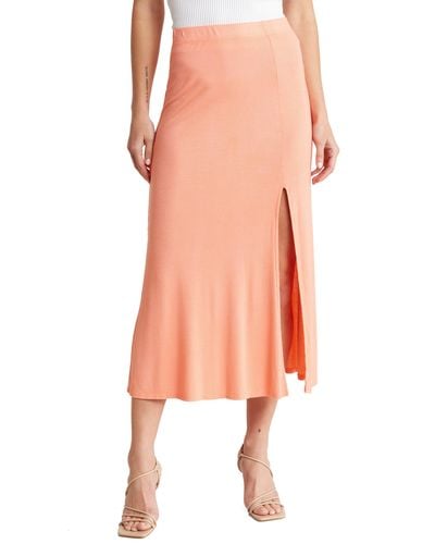 Go Couture Side Slit Maxi Skirt - Orange