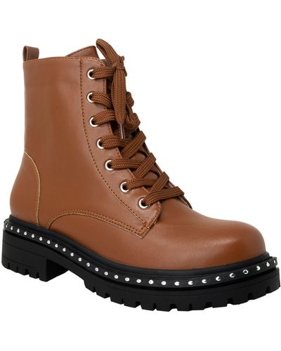 In Touch Footwear Mira Studded Lug Combat Boot - Brown