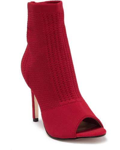 Nicole Miller Knitty Peep Toe Stiletto Bootie In Red At Nordstrom Rack