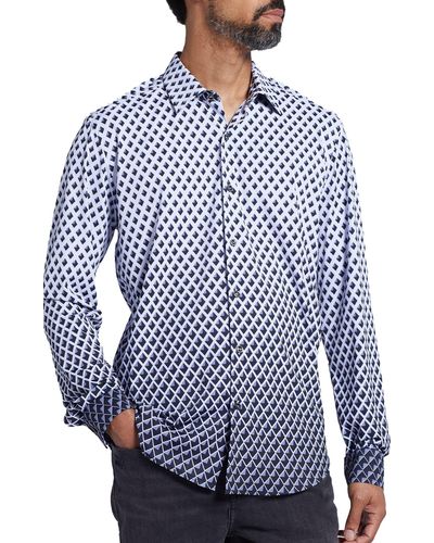 PINOPORTE Modern Ombrè Diamond Print Graduate Shirt - Blue