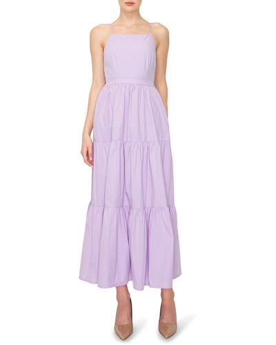 MELLODAY Tiered Fit & Flare Maxi Dress - Purple
