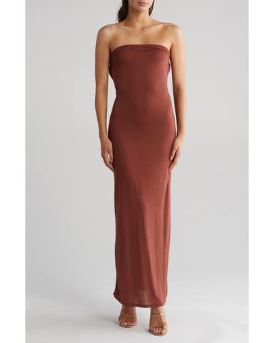 Go Couture Strapless Maxi Dress - Red