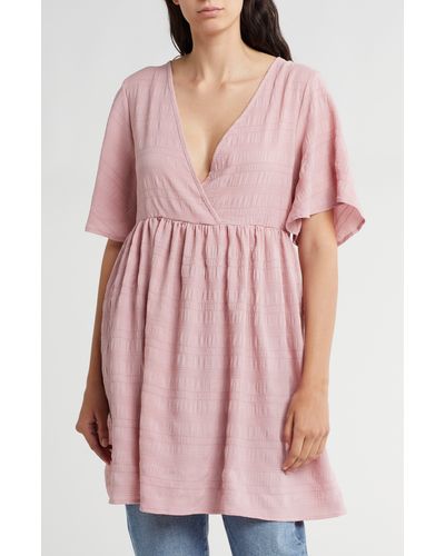 Nordstrom Textured Tunic Cover-up Dress - Pink