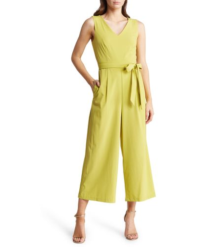 Calvin Klein Commuter V-neck Cropped Jumpsuit - Yellow