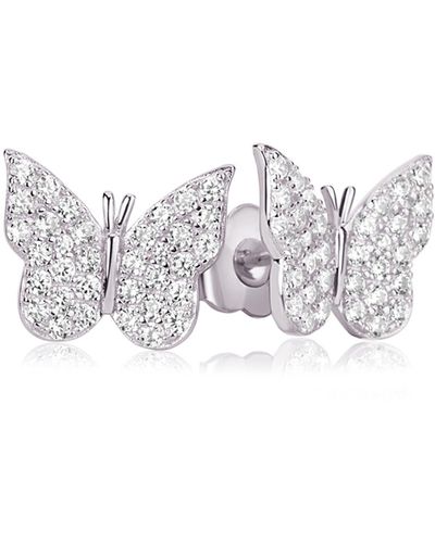 Suzy Levian Sterling Silver Cz Butterfly Stud Earrings - White