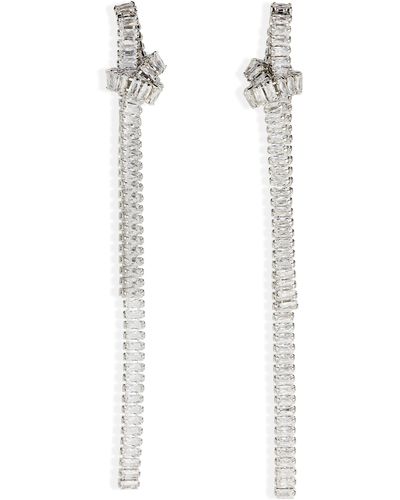Nordstrom Knot Crystal Linear Earrings - White