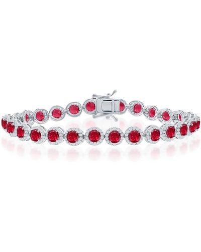 Simona Halo Cz Station Tennis Bracelet - Red
