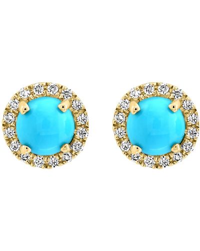 Effy 14k Yellow Gold Turquoise & Diamond Halo Stud Earrings - Blue