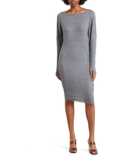 Go Couture Long Sleeve Dress - Gray