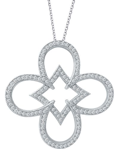 Lafonn Simulated Diamond Open Flower Pendant Necklace - Metallic