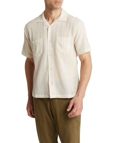 Corridor NYC High Twist Horseshoe Cotton Short Sleeve Button-up Camp Shirt - White