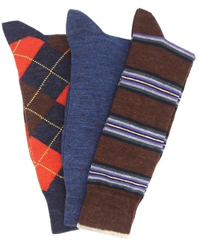 Lorenzo Uomo Lorenzo Wool Pattern Socks - Brown