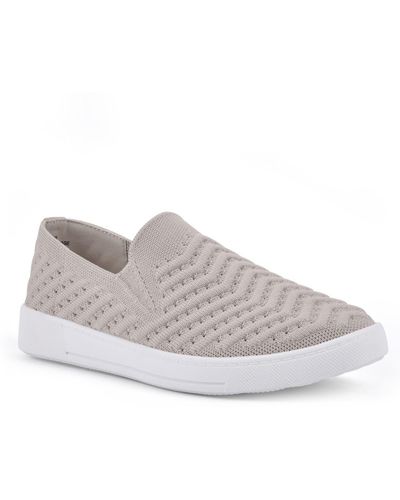 White Mountain Embellished Knit Slip-Ons Dyles