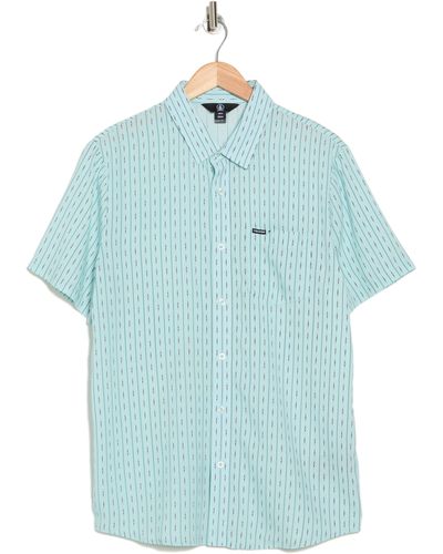 Volcom Warbler Short Sleeve Button-up Shirt - Blue