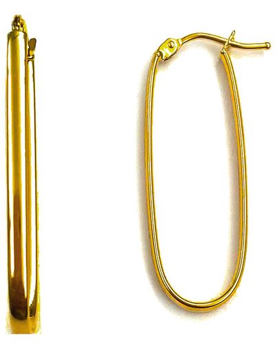 CANDELA JEWELRY 14k Yellow Gold Oval Hoop Earrings - Metallic