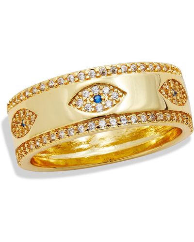 Savvy Cie Jewels 18k Yellow Gold Plated Cz Evil Eye Band Ring
