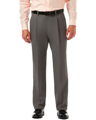 Haggar Cool 18® Pro Heather Classic Fit Pleat Front Pants - Gray