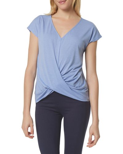 Marc New York Overlapping Front Cap Sleeve Shirt - Blue