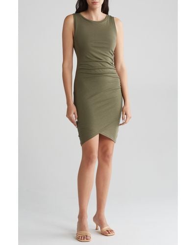 Melrose and Market Leith Ruched Body-con Sleeveless Dress - Green