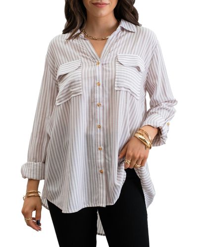 Blu Pepper Stripe Button-up Shirt - White