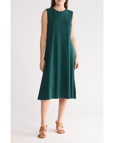 Eileen Fisher Crewneck Jersey A-line Dress - Green