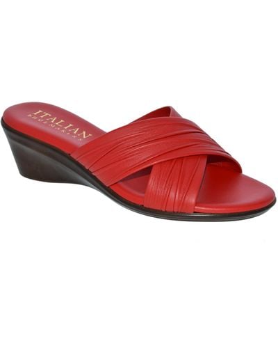 Italian Shoemakers Kenny Wedge Slide Sandal - Red