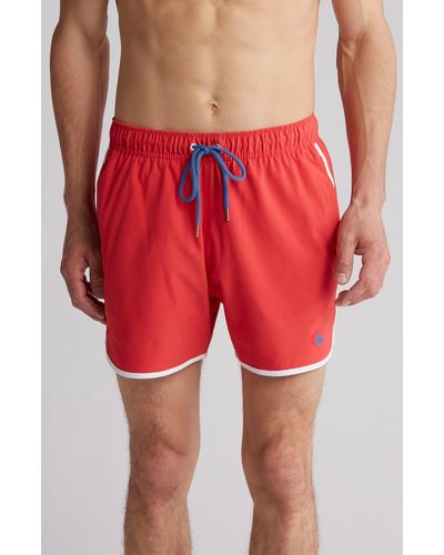 Brooks Brothers Piped Montauk Swim Shorts - Red