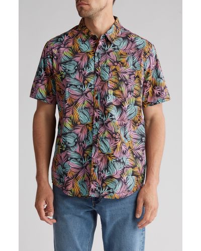 Hurley Print Cotton Button-up Shirt - Multicolor