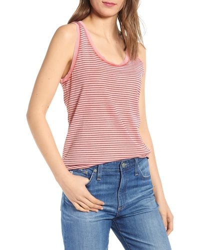 AG Jeans Cambria Stripe Fitted Tank - Red