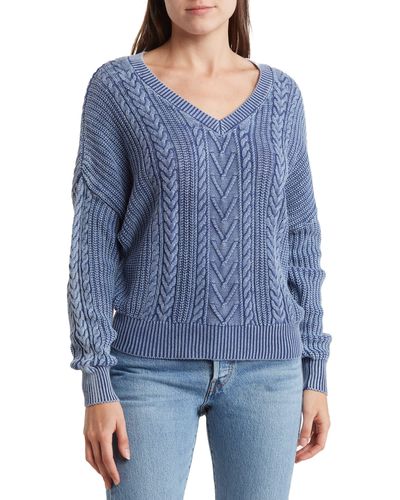 DR2 by Daniel Rainn Cable Knit Pullover Sweater - Blue