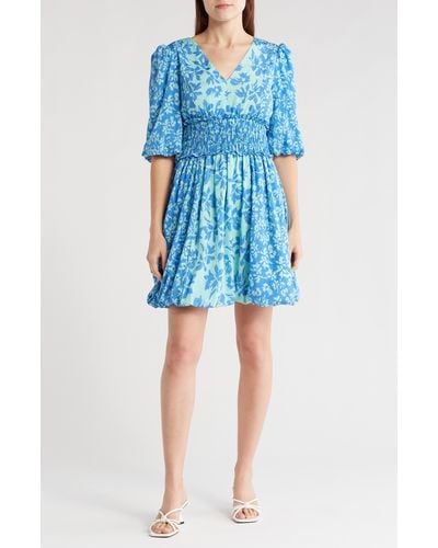 Taylor Dresses Burnout Bodice Jacquard Fit & Flare Dress - Blue