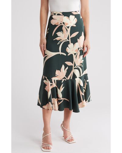 Tahari Floral Print Flounce Skirt - Multicolor