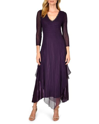 Komarov Flutter Hem Midi Dress - Purple