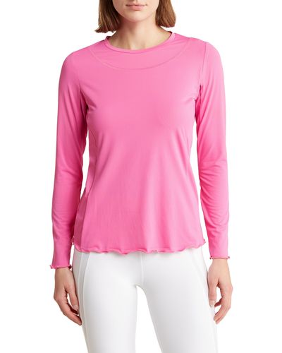 X By Gottex Pearl Edge Long Sleeve Top - Red