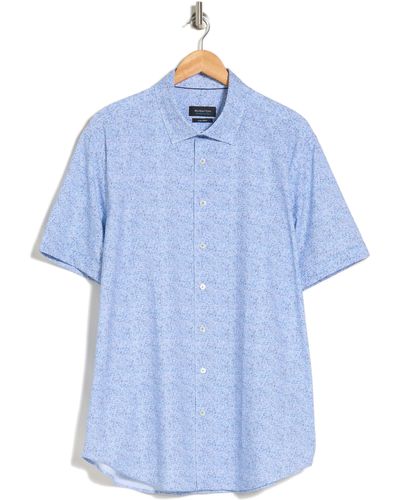 Bugatchi Short Sleeve Woven Shirt - Blue