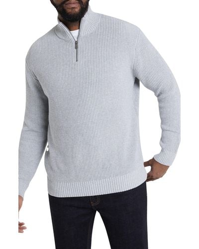 Johnny Bigg Bentley Half Zip Cotton Sweater - Gray