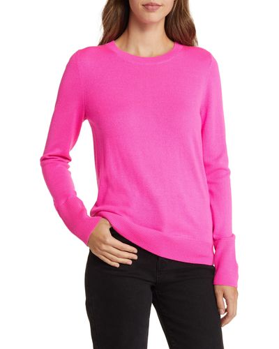 Caslon Caslon(r) Wool Blend Crewneck Sweater - Pink