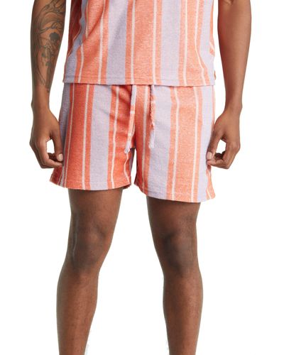 Native Youth Stripe French Terry Shorts - Pink
