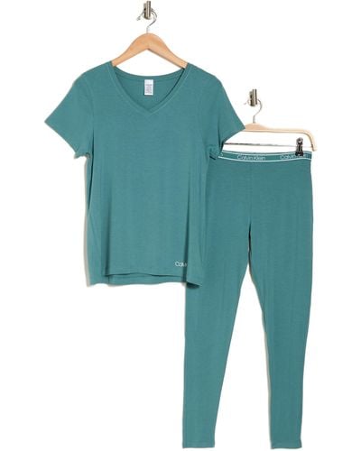 Calvin Klein Comfort Sleep T-shirt & Leggings Set - Green