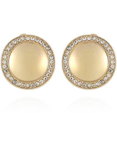 Tahari Crystal Halo Clip-on Earrings - Natural